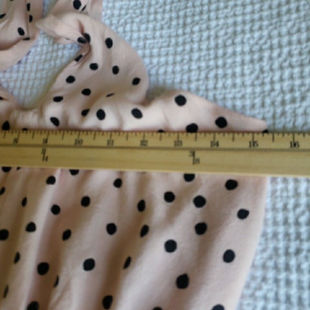 Maurices Blush Pink Black Polka Dot Halter Maxi Dress Medium Smocked Tiered Boho - Picture 11 of 12